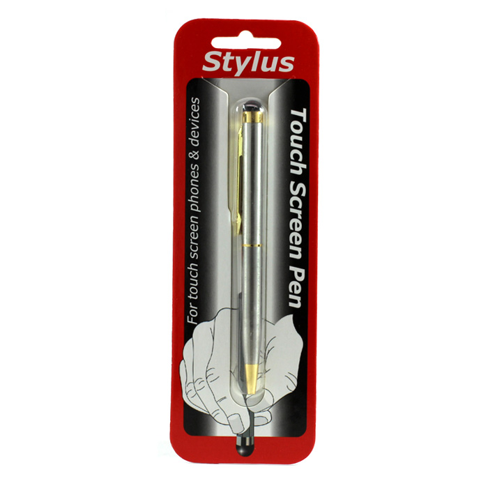 2 in 1 Slim Stylus Touch PEN with Writing PEN (Silver)